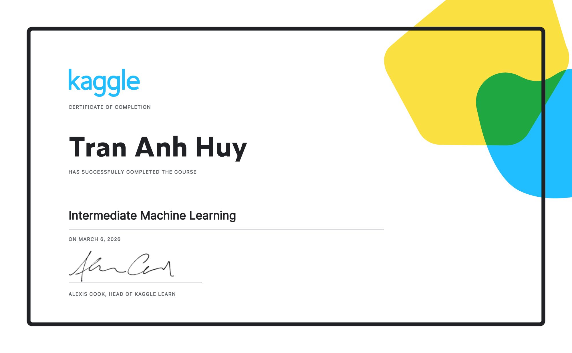 Certificate Google ML